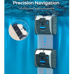 Robot cuaratre piscine fara fir Wybot Osprey 700 (X100), Li-Ion 8800 mAh, Pana la 80 m°, Autonomie pana la 110 minute, Auto-revers, Auto-parcare, Alb/Negru