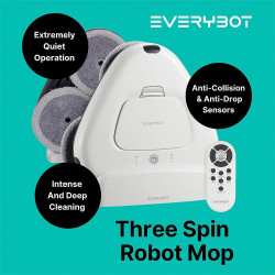 Everybot TS300 Floor Cleaning Robot, 27W, 300 ml, Wet/Dry, Run Time up to 200 min, 6 Modes, Anti-Fall/Anti-Collision Sensor, White