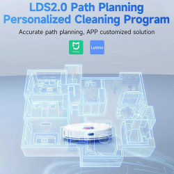 Прахосмукачка робот Xiaomi Lydsto W2, 50W, 5000 Pa, 0.35 л, Автоматична станция, Wi-Fi, Система против падане, Функция "График", HEPA, Бял
