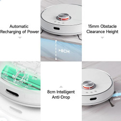 Robot aspirator Xiaomi Lydsto W2, 50W, 5000 Pa, 0.35 L, Statie autogolire, Wi-Fi, Sistem anti-cadere, Functie de programare, HEPA, Alb