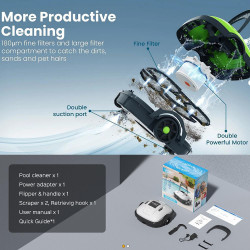 Wybot OSPREY 200 MAX Cordless Pool Cleaning Robot, 5200 mAh, For up to 80 m², Dual Motor, 100-Minute Run Time, Self-Docking, Auto-Reverse, IPX8, Gray