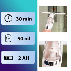 Attractive Luna 100 Pro Cordless Windshield Wiper, 2Ah Li-ion Battery, 50 ml, Up to 30 Minutes of Run Time, White/Black