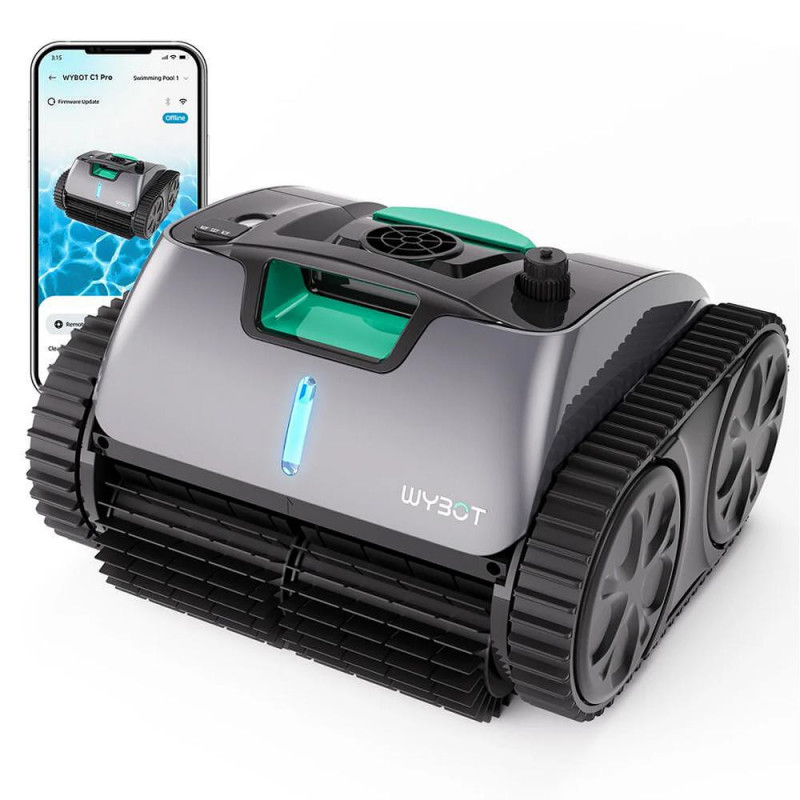 Wybot C1 Pro Cordless Pool Cleaning Robot, 65W, SMART, For up to 150 m², 3 modes, Self-parking, Auto-reverse, IPX8, Gray