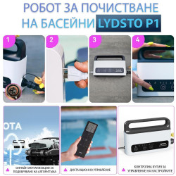 Робот за почистване на басейни Xiaomi Lydsto P1, 150W, SMART, За до 180 м2, 3 л, 3 четки, Таймер, Бял