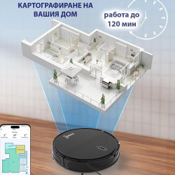 Aspirator robot MAGNUM X, 40 W, 3000 Pa, Curatare uscata si umeda, Filtrare în 3 etape, Wi-Fi, Functie de programare, Negru