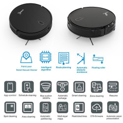 MAGNUM X Robot Vacuum Cleaner, 40 W, 3000 Pa, Dry and Wet Cleaning, 3-Stage Filtration, Wi-Fi, Scheduling Function, Black