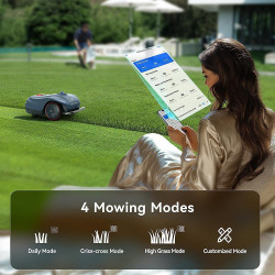 HOOKII Neomow X Pro Robot Lawn Mower, 6,000 m², 4 modes, Operates without a boundary wire or antennas, 60 dB, Wi-Fi, 4G, Bluetooth, 180-minute runtime, Gray