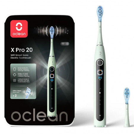 Periuta de dinti electrică Oclean X Pro 20, AI, Maglev 4.0, 84000 RPM, Wi-Fi, FlexFit, IPX7, Alarmă inteligenta pentru zona ratata, Autonomie 40 zile, Verde