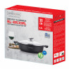 Vas de gatit cu capac Royalty Line RL-BR30ML, 30 cm, 4,8 L, Strat antiaderent din marmura, Fara PFOA, Inductie, Negru