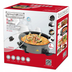 Ηλεκτρικό τηγάνι Royalty Line PP-18214, 1500W, 42 cm, 5,5 l, γυάλινο καπάκι, θερμοστάτης, πράσινο σαγκουίνι