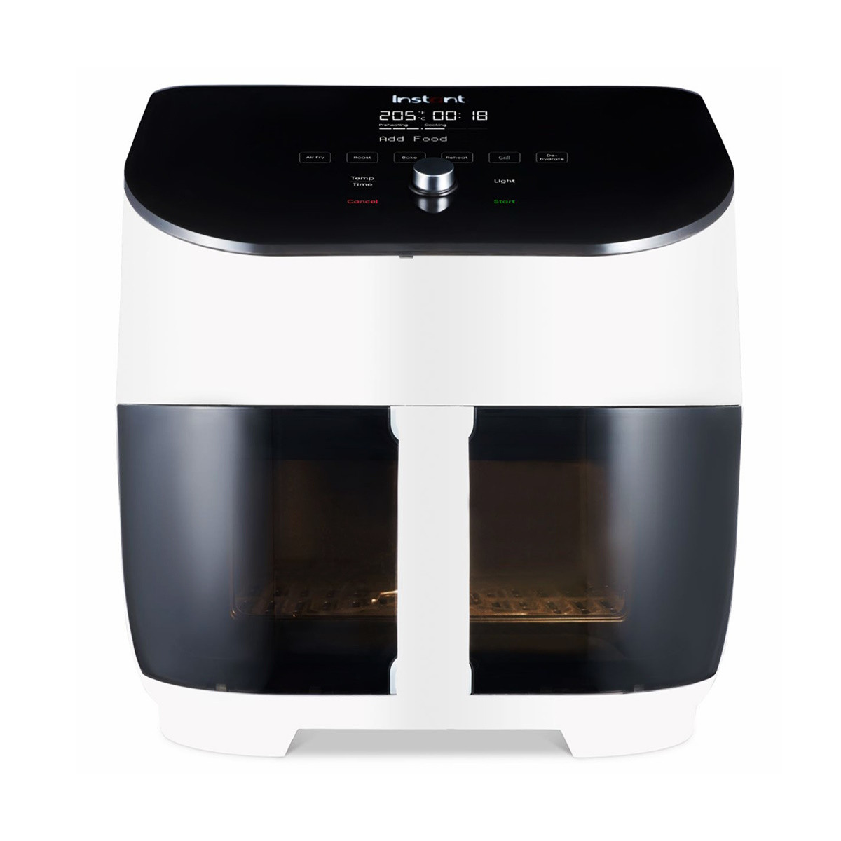 Friteuza cu aer cald Instant Pot Vortex Plus Clearcook 140319601, 1700W, 5.7L, 6 programe, 35-205°C, Iluminare interioara, Alb/Negru