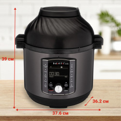Instant Pot Pro Crisp + Φριτέζα αέρος 140002701, 1500 W, 7,6 L, 11 προγράμματα, καλάθι φριτέζας αέρος, οθόνη LCD, Μαύρο