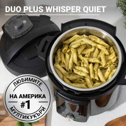 Instant Pot Duo Plus Whisper Quiet 112307901, 1000 W, 5,7 L, 9 προγράμματα, έναρξη με καθυστέρηση, οθόνη LCD, Μαύρο