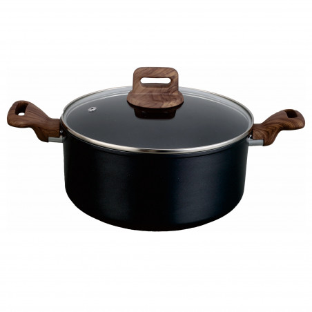 Oala cu capac Oliver Voltz Paris OV54418F24D, 6.5 L, 24x15 cm, Acoperire antiaderenta, Senzor de caldură, Inductie, Negru