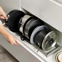 Organizator de vase Joseph Joseph 85167, 7 Separatoare reglabile, Extensibil, Gri/Negru