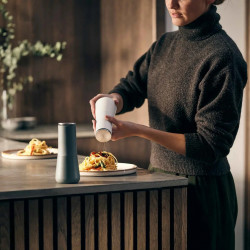 Joseph Joseph 95036 Salt and Pepper Mill Set (2-piece), Manual, Ceramic Grinding Mechanism, Adjustable Coarseness, BPA-Free, White/Gray