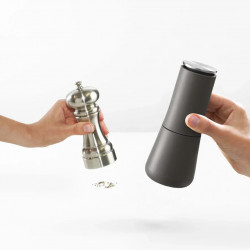 Joseph Joseph 95036 Salt and Pepper Mill Set (2-piece), Manual, Ceramic Grinding Mechanism, Adjustable Coarseness, BPA-Free, White/Gray