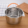 Izibizi SSST-IZB Frying and Steaming Basket, 3.8 L, Detachable Handle, Divider, Stainless Steel/Orange