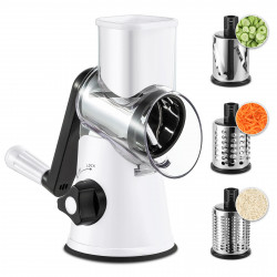 Izibizi PS-336A Grater, 3 Interchangeable Attachments, Stainless Steel, Suction Base, White