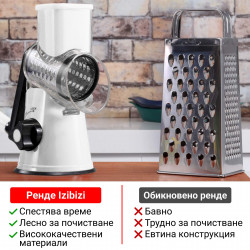 Izibizi PS-336A Grater, 3 Interchangeable Attachments, Stainless Steel, Suction Base, White