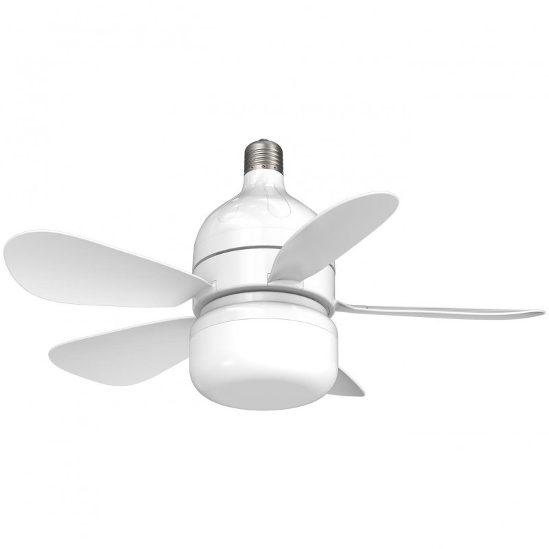 Ventilator de tavan Kumtel KTF-201, 12W, 6500K/3500K, E27, LED, 3 moduri, 4 viteze, Telecomanda, Alb