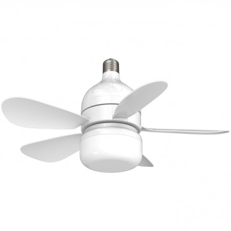 Ventilator de tavan Kumtel KTF-201, 12W, 6500K/3500K, E27, LED, 3 moduri, 4 viteze, Telecomanda, Alb