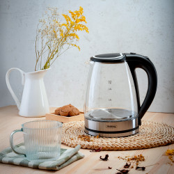 Βραστήρας Rosberg R51230L, 1800W, 1.8L, Γυάλινος , Μαύρο/Χρώμιο