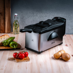 Friteuza Oliver Voltz OV51980PP, 2000W, 3 L, Demontabila, Inox/Negru