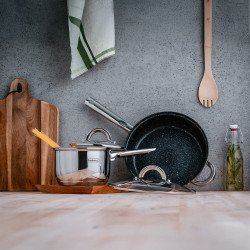 Rosberg R51210L12 Cookware Set, 12 pieces, Multi-layer base, 2.0/6.5 liters, Induction-compatible, Stainless steel