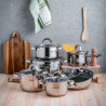 Rosberg R51210L12 Cookware Set, 12 pieces, Multi-layer base, 2.0/6.5 liters, Induction-compatible, Stainless steel