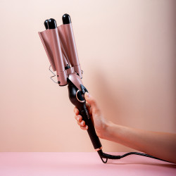 Ретро преса Oliver Voltz OV51102D, 60W, Керамика и турмалин, 140-200C, LED дисплей, Черен/розовозлатист