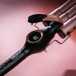 Ретро преса Oliver Voltz OV51102D, 60W, Керамика и турмалин, 140-200C, LED дисплей, Черен/розовозлатист