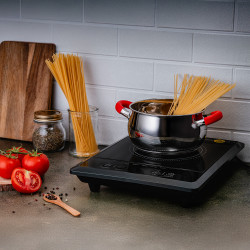 Plita cu inductie Rosberg R51445J, 2000W, 25x25 cm, 8 trepte, 8 setari de temp., 5 programe, Negru