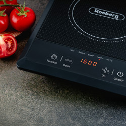 Rosberg R51445J Induction Cooktop, 2000W, 8 Power Levels, 5 Functions, LED, Black