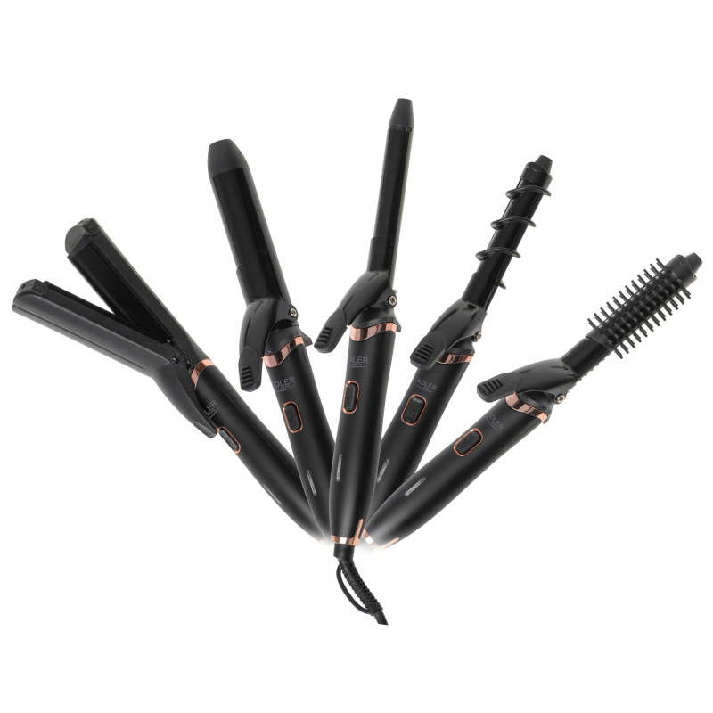 Set de styling 5in1 Adler AD 2028, 1200W, acoperire ceramică, cablu rotativ la 360 de grade, negru