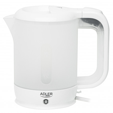 Ηλεκτρικός βραστήρας Adler AD 1381, 900W, 0.5 l, 2 φλιτζάνια και κουτάλα, Επίπεδο θερμαντικό στοιχείο, Προστασία υπερθέρμανσης, Λευκό