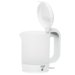 Cana electrica Adler AD 1381, 900W, 0,5 L, 2 cani si lingura, Protectie fierbere fara apa, Alb
