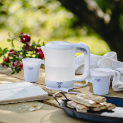 Ηλεκτρικός βραστήρας Adler AD 1381, 900W, 0.5 l, 2 φλιτζάνια και κουτάλα, Επίπεδο θερμαντικό στοιχείο, Προστασία υπερθέρμανσης, Λευκό