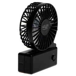 Ventilator portabil Adler AD 7336, Pliabil, 6,5 cm, 46,2 dB, 2xAA, Pala inclinata la 30°, Negru