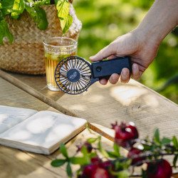 Adler AD 7336 Portable Handheld Fan, Foldable, 6.5 cm, 46.2 dB, 2xAA, 30-degree angled blade, Black