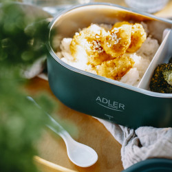 Cutie alimentara electrica Adler AD 4522, 45W, 0.8 L, Pana la 70°C, Recipient din otel inoxidabil, Geanta termica, Verde