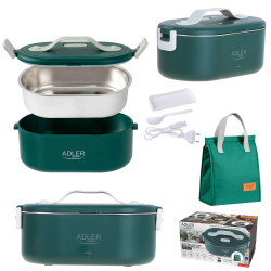 Ηλεκτρικό κουτί φαγητού Adler AD 4522, 45W, 0.8 l, Μέχρι 70C, Δοχείο από ανοξείδωτο ατσάλι, Θερμοσακούλα, Πράσινο
