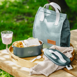 Elektromos uzsonnás doboz Adler AD 4522, 45W, 0,8 l, 70C-ig, Rozsdamentes acél tartály, Thermo táska, zöld