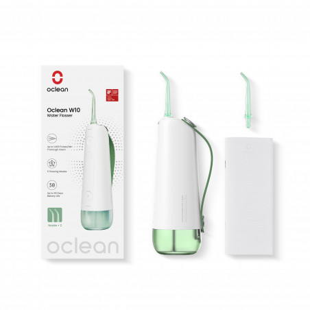 Oclean W10 Dental Water Flosser, 5 modes, 2 tips, 200 ml, 1,400 pulses per minute, IPX7, USB-C, Green