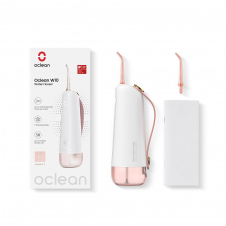 Зъбен душ Oclean W10, 5 режима, 2 накрайника, 200 мл, 1400 импулса в минута, IPX7, USB-C, Розов