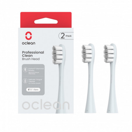 Set 2 capete de schimb pentru periuta de dinți electrica Oclean Professional Clean Brush Head, Hard, Peri DuPont, Ingrijirea limbii, Argintiu