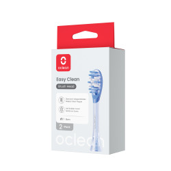 Set of 2 replacement toothbrush heads for the Oclean Easy Clean P1K1, Hard, Silicone-coated, Blue
