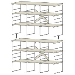 Joseph Joseph Adjustable Shoe Rack 55009, 12 pairs, 3 shelves, Steel base, Ecru