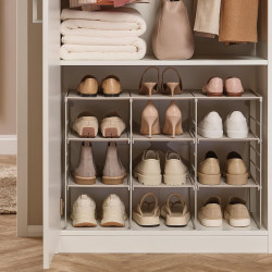 Joseph Joseph Adjustable Shoe Rack 55009, 12 pairs, 3 shelves, Steel base, Ecru