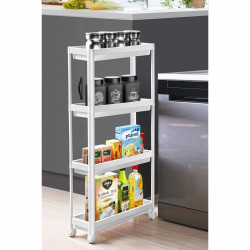 Raft multifuncțional Hermia Bayev 200BYR1116, Rafturi reglabile, Roti, Plastic, Alb